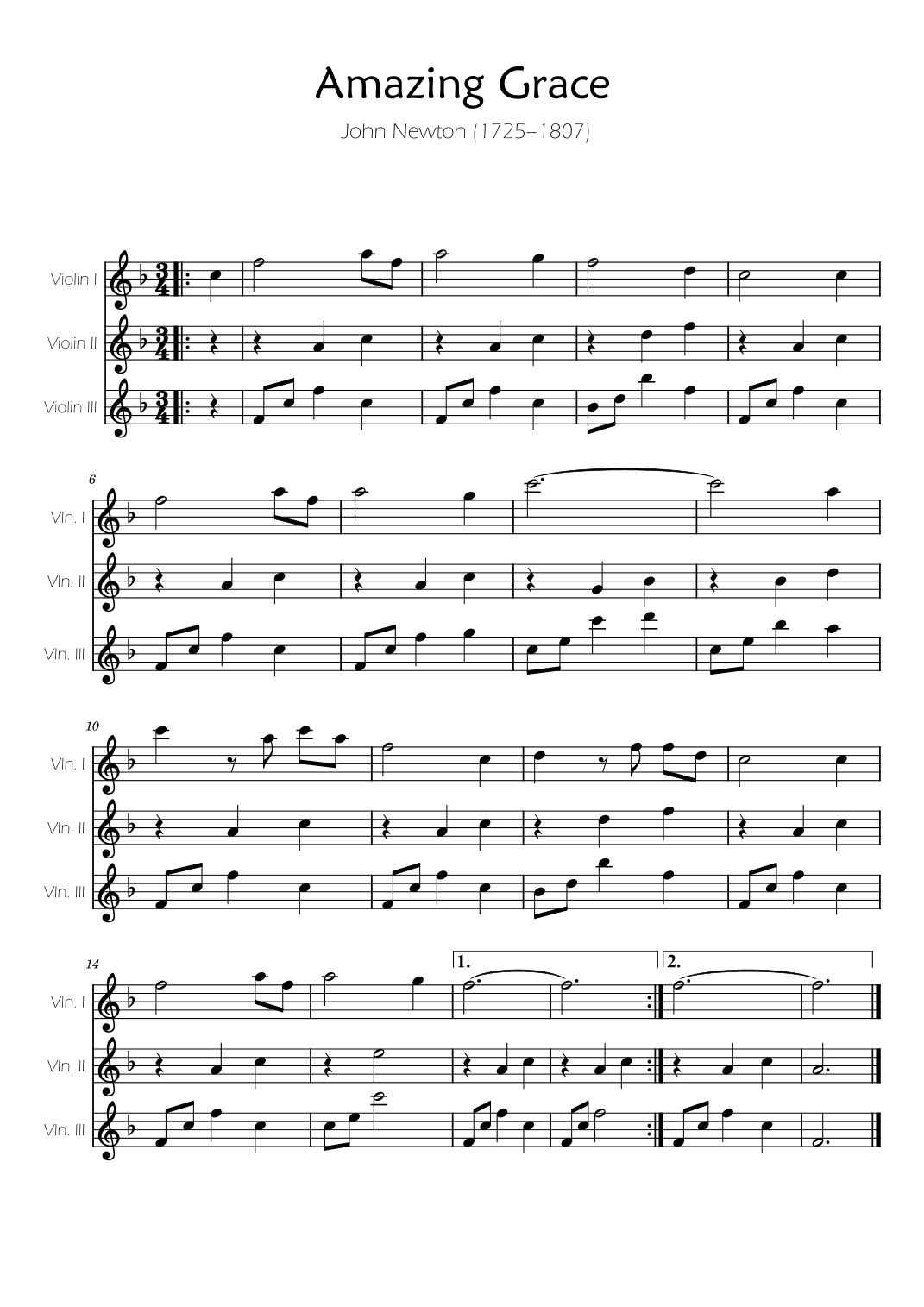 Amazing Grace - Violin Trio (arr. Ygor Nunes)