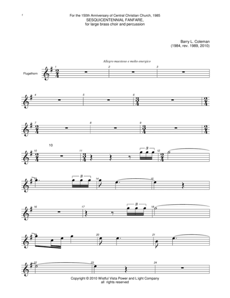 Sesquicentennial Fanfare, for large brass choir