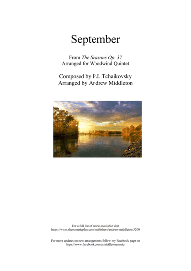 September from The Seasons Op.37 arranged for Woodwind Quintet (arr. Andrew Middleton)