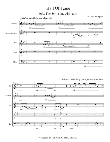 Hall Of Fame (feat. Will.i.am) (arr. Jack Phillipson)