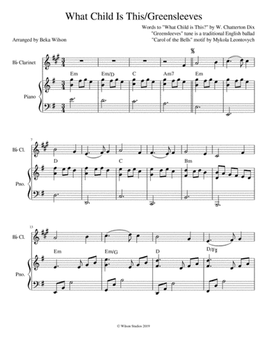 What Child is This?/Greensleeves--clarinet solo (arr. Beka Wilson)
