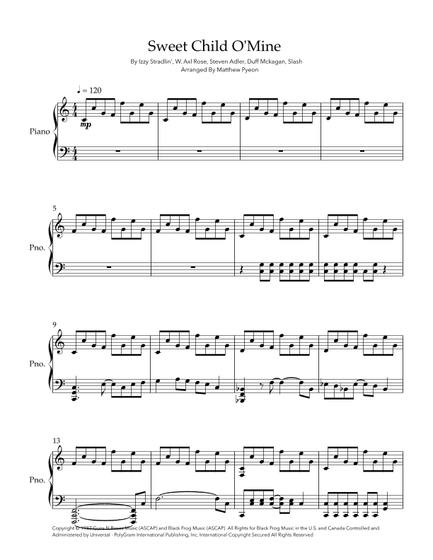 Sweet Child O' Mine (arr. Matthew pyeon)