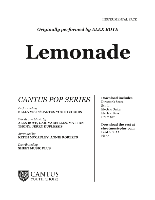 Lemonade (arr. Cantus Youth Choirs Publishing)