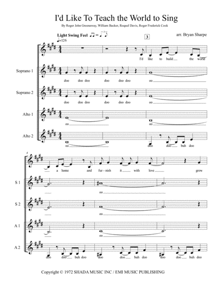 I'd Like To Teach The World To Sing (arr. Bryan Sharpe)