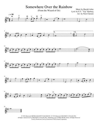 Over The Rainbow (from The Wizard Of Oz) (arr. Nick Cluxton)