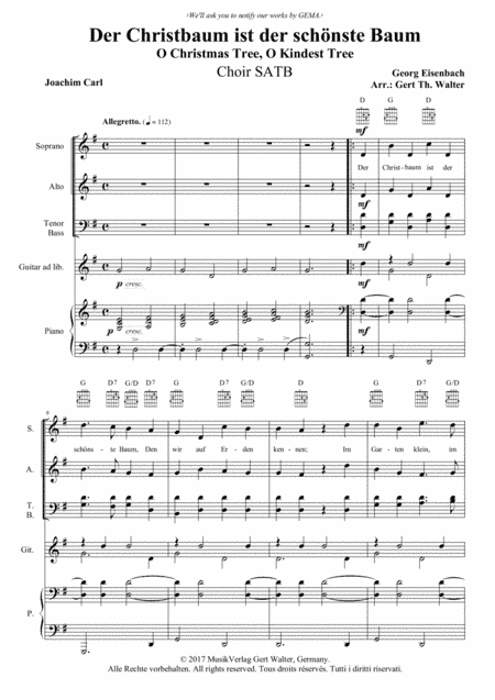 O Christmas Tree, O Kindest Tree (arr. Gert Th. Walter)