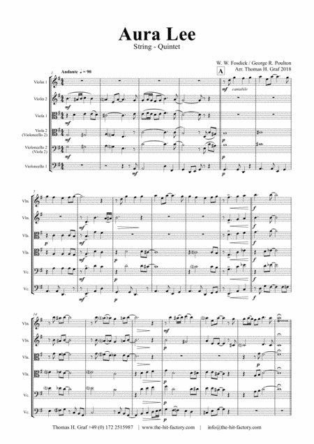 Aura Lee - Love me tender - Elvis - String Quintet (arr. Thomas H. Graf)