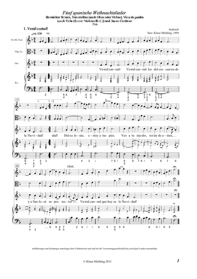 Fünf spanische Weihnachtslieder (arr. Klaus Miehling)