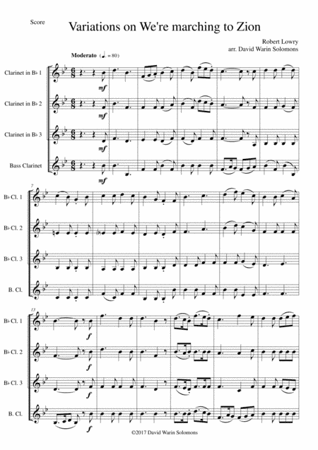 Variations on We're Marching to Zion for clarinet quartet (arr. David Warin Solomons)