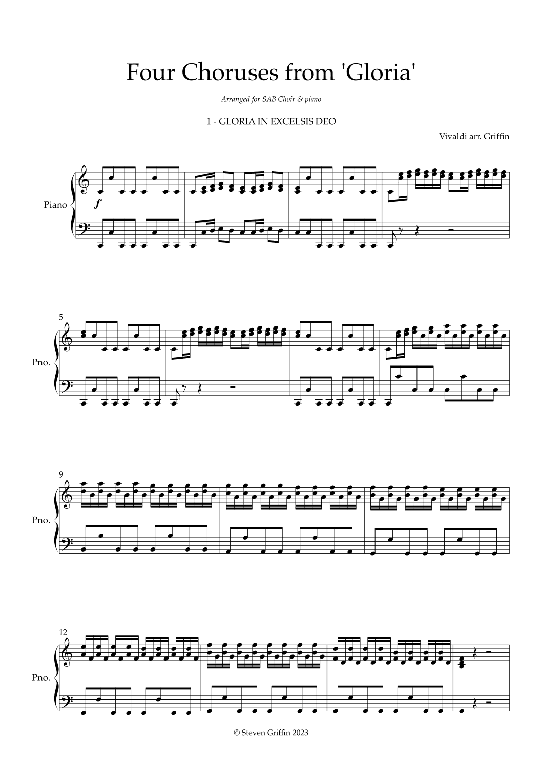 Four Choruses from Gloria (SAB & piano) (arr. Steven Griffin)