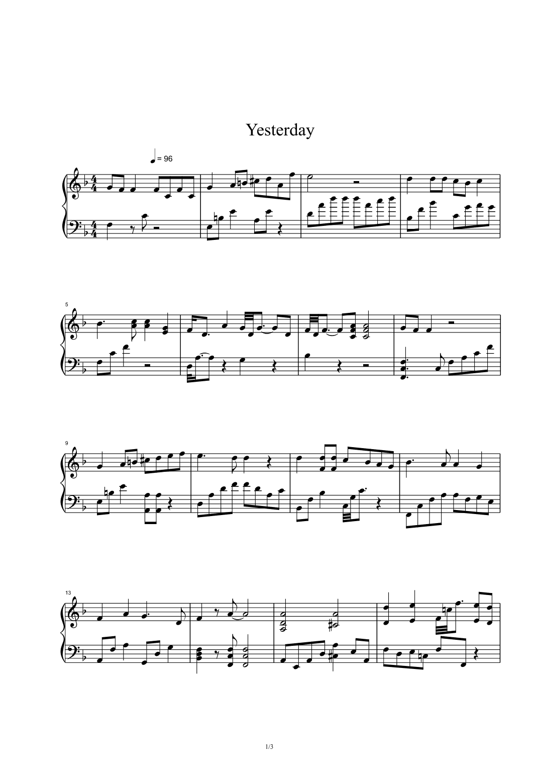 Yesterday (arr. The Beatles)