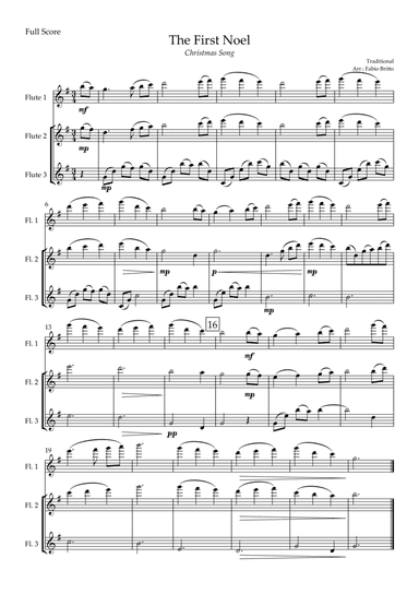 The First Noel (Christmas Song) for Flute Trio (arr. Fabio Britto)
