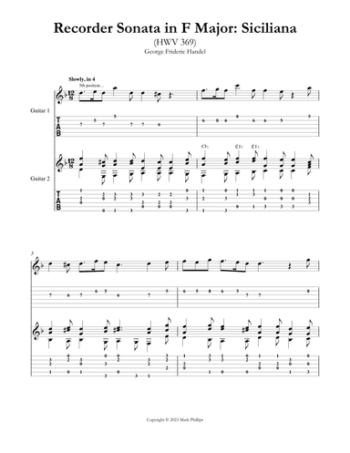 Recorder Sonata in F Major: Siciliana (HWV 369) (arr. Mark Phillips)