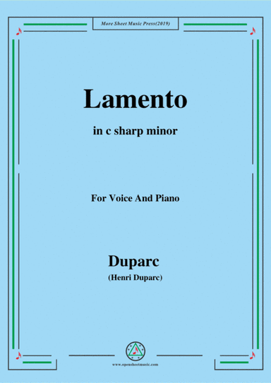 Duparc-Lamento in c sharp minor,for Violin and Piano (arr. MSM)