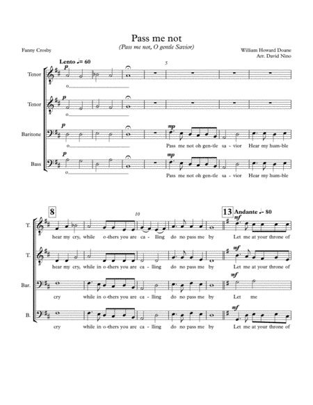 Pass me not (arr. David Nino)