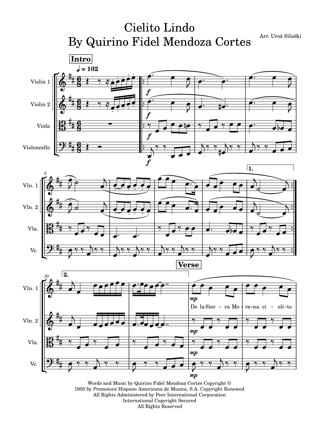 Cielito Lindo (arr. Uros Silaski)