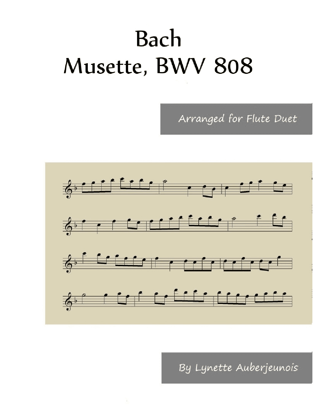 Musette, BWV 808 - Flute Duet (arr. Lynette Auberjeunois)
