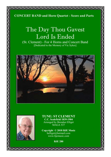 The Day Thou Gavest Lord Is Ended - Horn Quartet with Concert Band Score and Parts PDF (arr. Brendan Elliget MAGA 537)