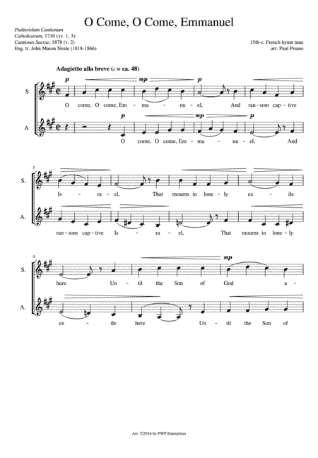 O Come, O Come, Emmanuel (arr.) (arr. Paul Pisano)