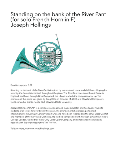Standing on the bank of the River Pant (for solo French Horn in F)