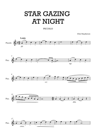 STARGAZING AT NIGHT for PICCOLO by Ellen Macpherson