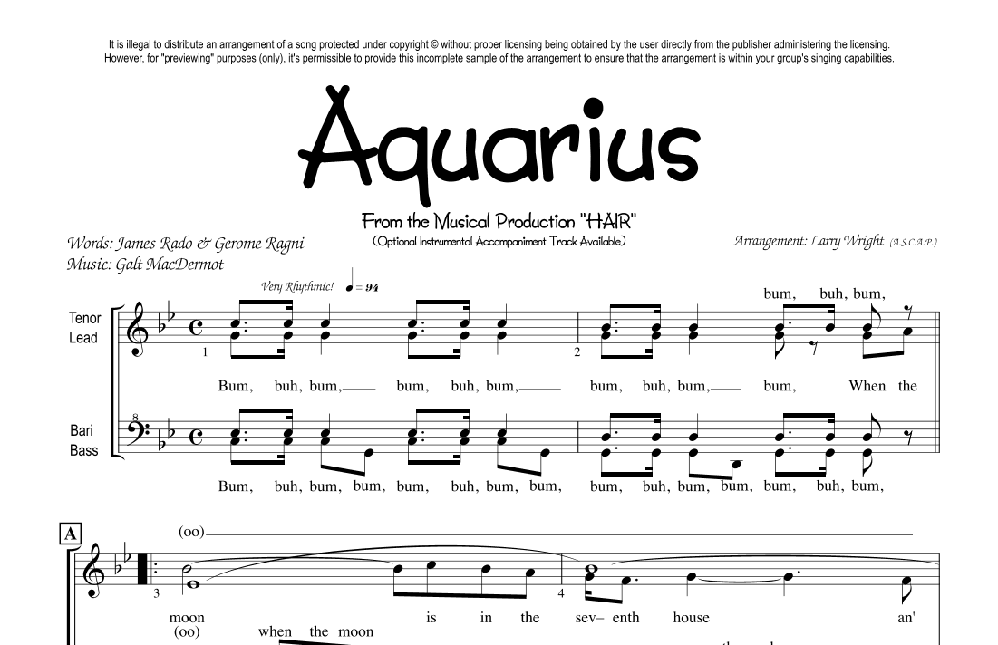Aquarius (arr. Larry Wright)
