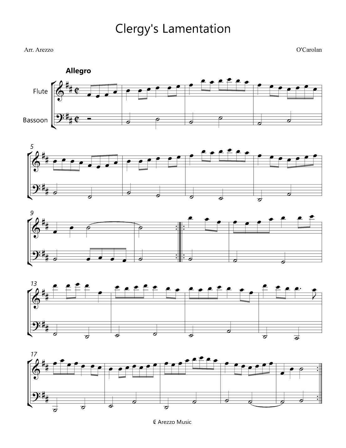 O’Carolan’s Ramble To Cashel - Flute and Bassoon Arrangement (arr. Arezzo Music)