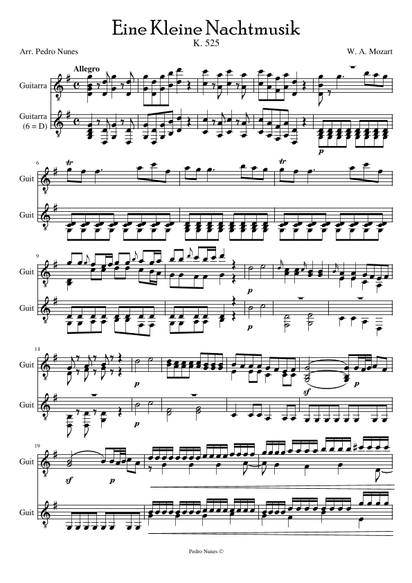 Allegro - Eine Kleine Nachtmusik (Arr. 2 Guitars) (arr. Pedro Nunes)