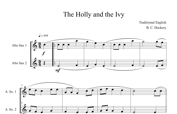 The Holly and the Ivy (Alto Sax Duet) (arr. B. C. Dockery)