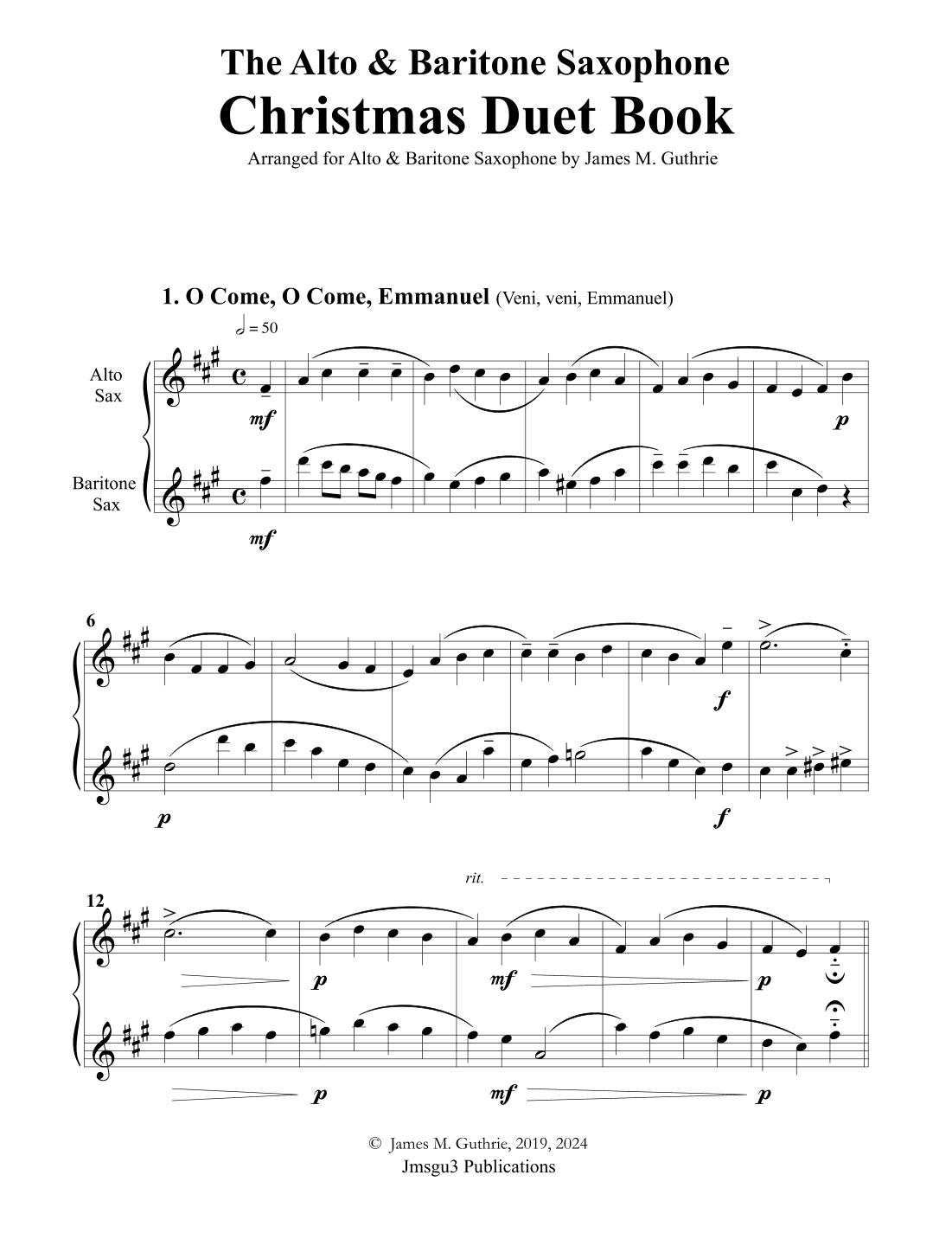 The Alto & Baritone Sax Christmas Duet Book (arr. James M. Guthrie, ASCAP)