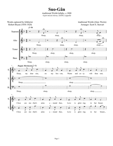Suo-Gan, a traditional Welsh lullaby (arr. Scott S. Stewart)