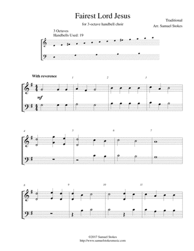 Fairest Lord Jesus - for 3-octave handbell choir (arr. Samuel Stokes)