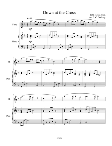 Down at the Cross (flute solo) with optional piano accompaniment (arr. B. C. Dockery)