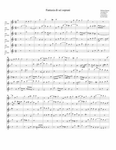 Fantasia di sei soprani (version for 6 alto recorders) (arr. Gil Garty)