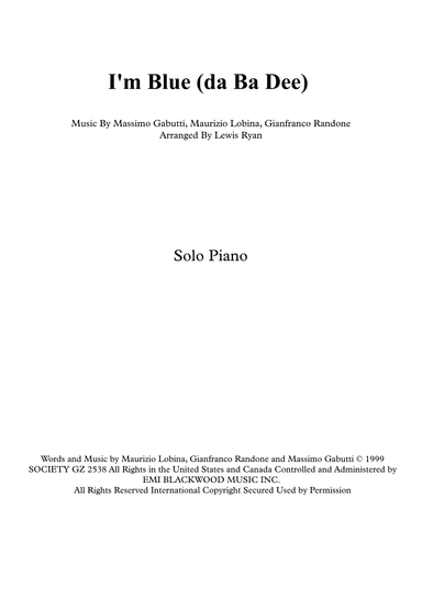Blue (da Ba Dee) (arr. Lewis Ryan)