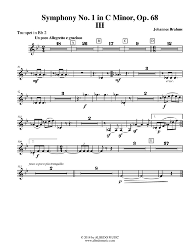 Brahms Symphony No. 1, Movement III - Trumpet in Bb 2 (Transposed Part), Op. 68 (arr. Doug Clyde)