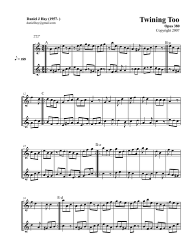 Twining Too (Opus 380) Duet