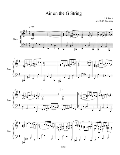 Air on the G String (Solo Piano) (arr. B. C. Dockery)