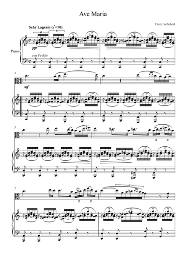 Franz Schubert - Ave Maria (Viola Solo) - C Key (arr. André Laitano)