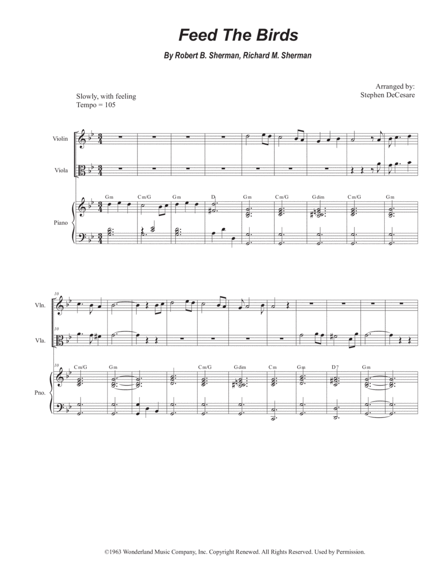 Feed The Birds (tuppence A Bag) (arr. Stephen DeCesare)