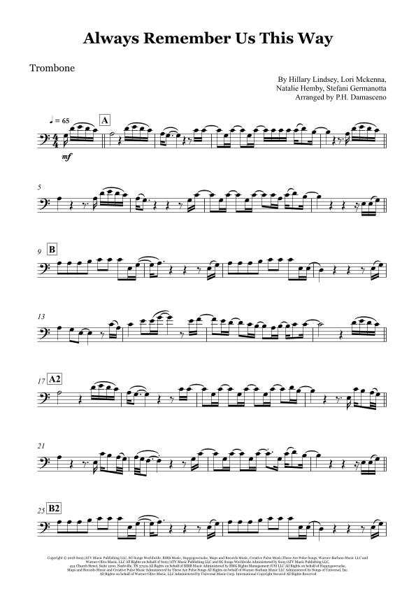 Always Remember Us This Way (arr. P.H. Damasceno)
