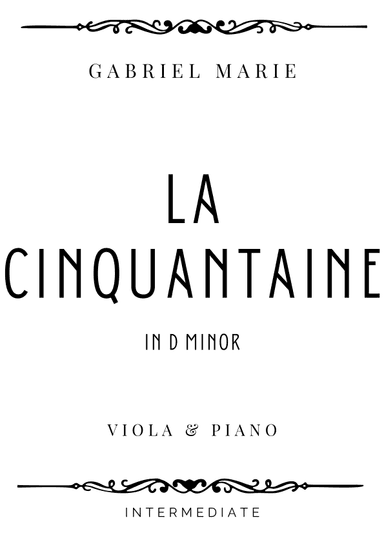 Marie - La Cinquantaine in D Minor - Intermediate (arr. Piacere Music Sheets)