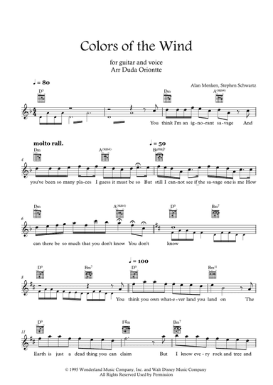 Colors Of The Wind (arr. Duda Oriontte)
