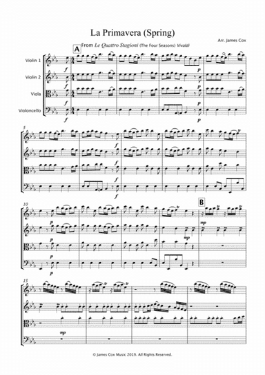 Spring (Four Seasons) - String Quartet (arr. James Cox)