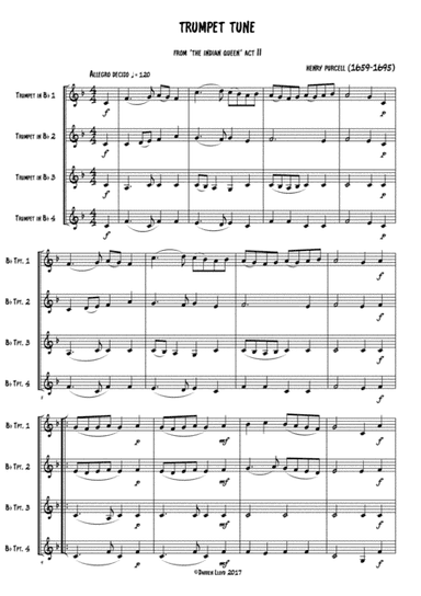 Trumpet tune for Trumpet/Brass quartet (Treble clef) (arr. Darren Lloyd)