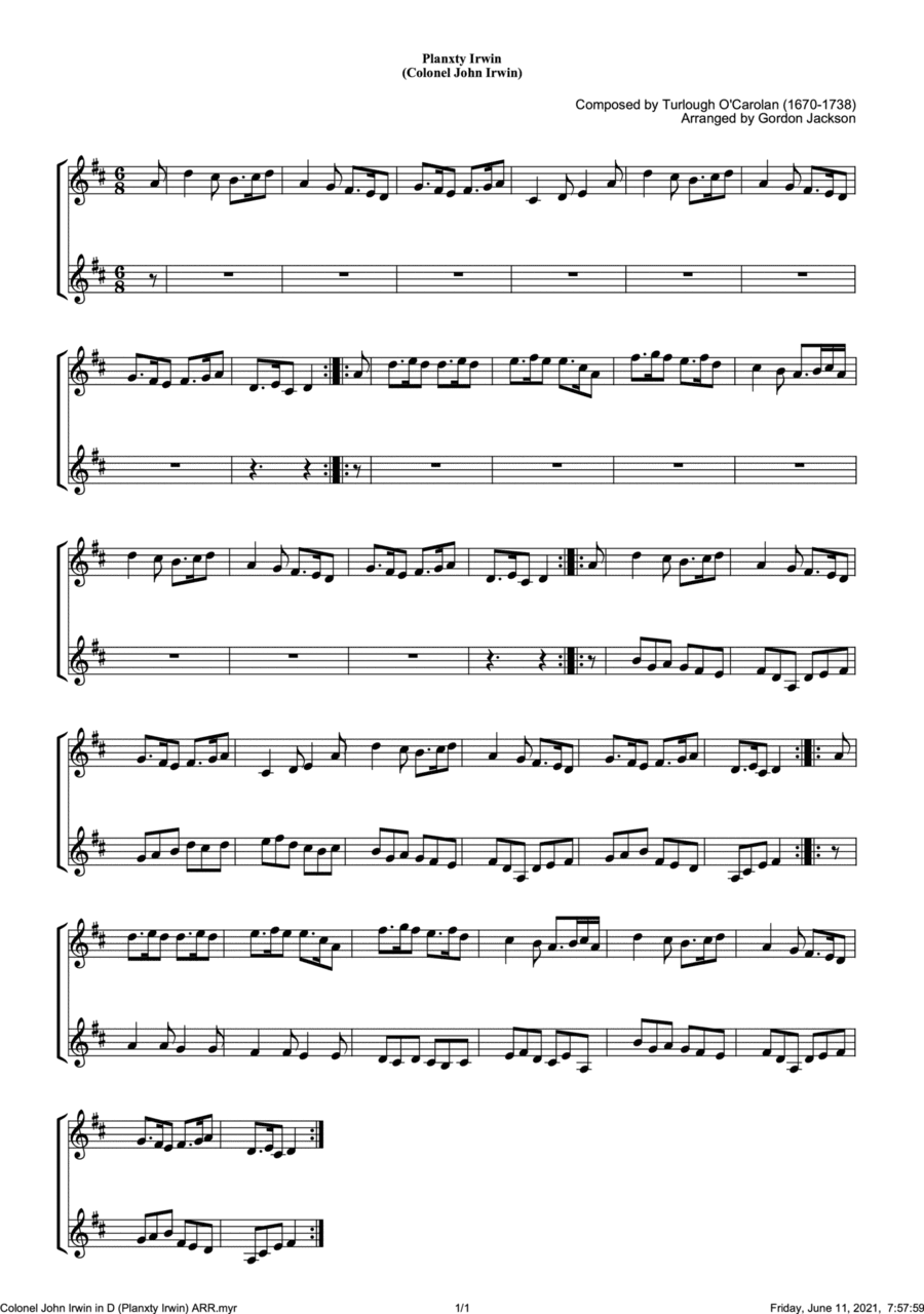 Planxty Irwin (arr. Gordon Jackson)