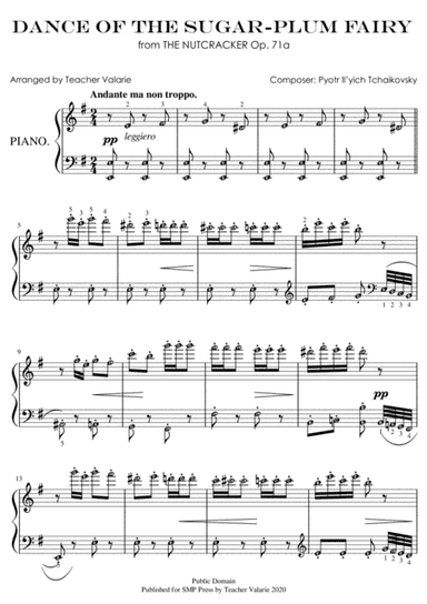 Dance of the Sugar Plum Fairy (with note names, finger numbers, Grade 4 short version) (arr. Teacher Valarie)