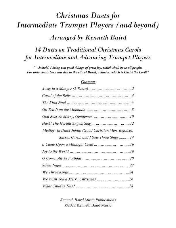 Christmas Duets for Intermediate Trumpet Players ...and Beyond (arr. Kenneth Baird)