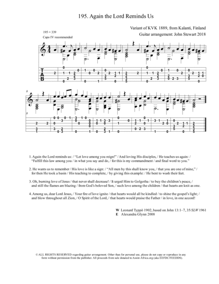 195 Again the Lord Reminds Us (arr. John Stewart 2018)