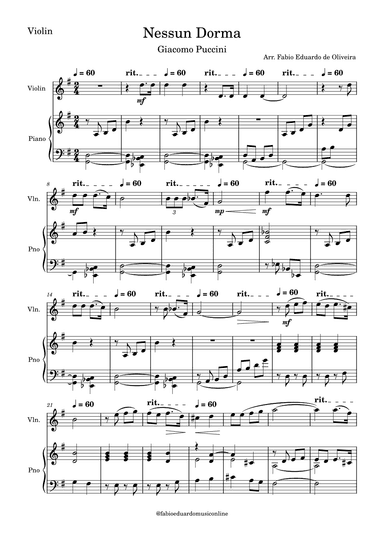 Nessun Dorma (Puccini) (arr. Fabio Eduardo de Oliveira)